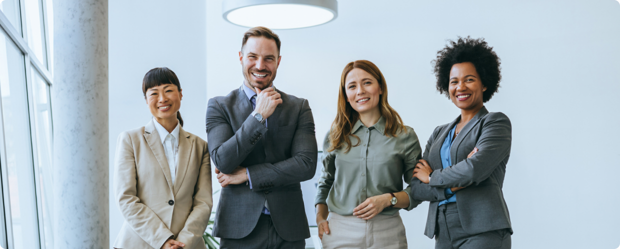 Group of confident businesspeople indoors